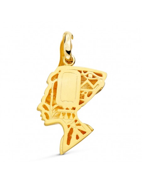 18K COLGANTE ORO BICOLOR NEFERTITI PERFIL EN BRILLO. 30 X 26 MM