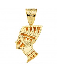 18K COLGANTE ESFINGE NEFERTITI GIGANTE CON CIRCONITAS AZULES. 50 X 35 MM 2