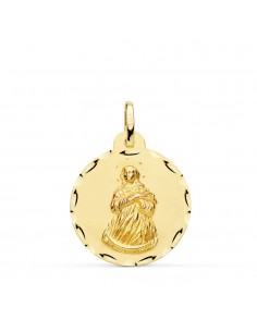 18K MEDALLA ORO AMARILLO VIRGEN INMACULADA TALLADA 22 MM