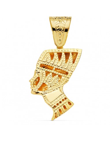 18K COLGANTE ESFINGE NEFERTITI GIGANTE CON CIRCONITAS AZULES. 50 X 35 MM