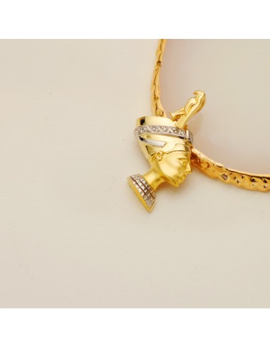 18K COLGANTE ORO BICOLOR NEFERTITI PERFIL EN BRILLO. 30 X 26 MM