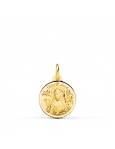 18K MEDALLA ORO AMARILLO SANTA RITA BISEL 14 MM