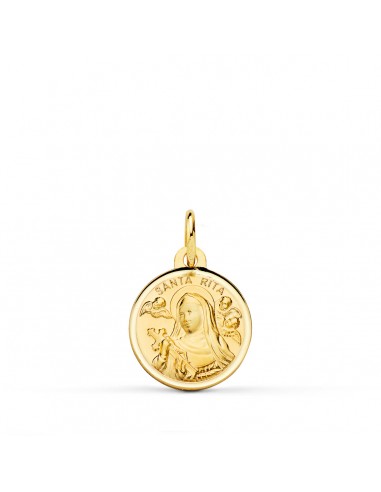 18K MEDALLA ORO AMARILLO SANTA RITA BISEL 14 MM