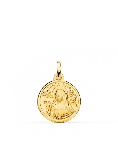 18K MEDALLA ORO AMARILLO SANTA RITA FILO PULIDO 16 MM