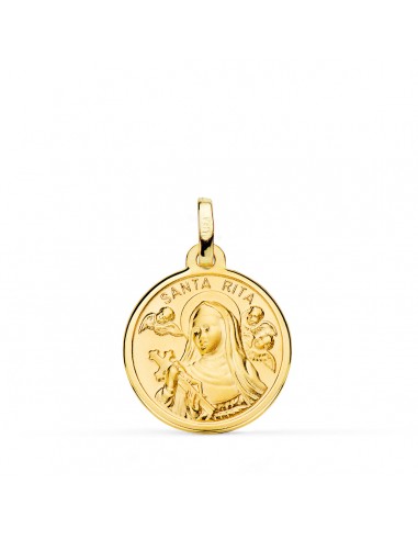 18K MEDALLA ORO AMARILLO SANTA RITA FILO PULIDO 18 MM