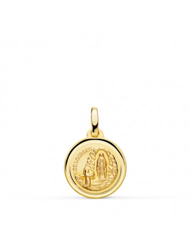 18K MEDALLA ORO AMARILLO VIRGEN DE LOURDES 14 MM BISEL