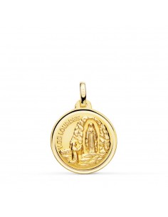 18K MEDALLA ORO AMARILLO VIRGEN DE LOURDES 18 MM BISEL