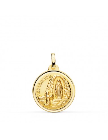 18K MEDALLA ORO AMARILLO VIRGEN DE LOURDES 18 MM BISEL