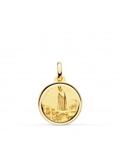 18K MEDALLA ORO AMARILLO VIRGEN DE FATIMA 16 MM BISEL