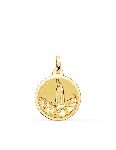 18K MEDALLA ORO AMARILLO VIRGEN DE FATIMA BRILLO 18 MM