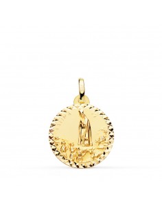 18K MEDALLA ORO AMARILLO VIRGEN DE FATIMA TALLA CRUZADA 18 MM