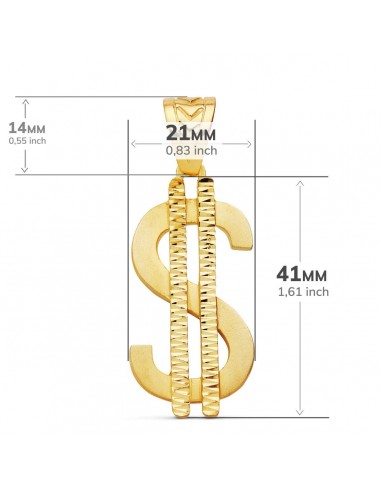 18K COLGANTE SIMBOLO DOLAR. 41 X 21 MM