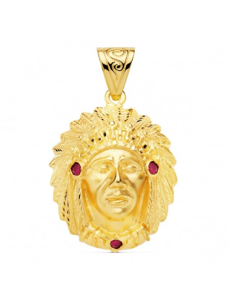 18K COLGANTE COLGANTE INDIO AMERICANO. 33 X 28 MM.