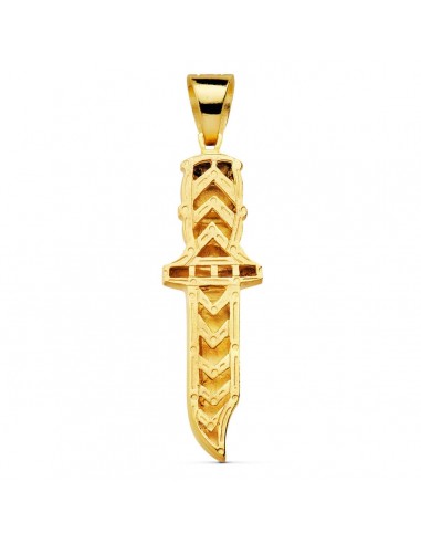 18K COLGANTE PUÑAL TALLADO 52 X 18 MM