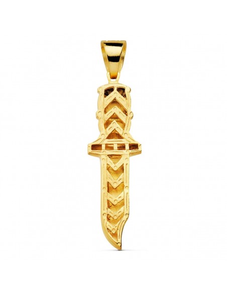 18K COLGANTE PUÑAL TALLADO 52 X 18 MM