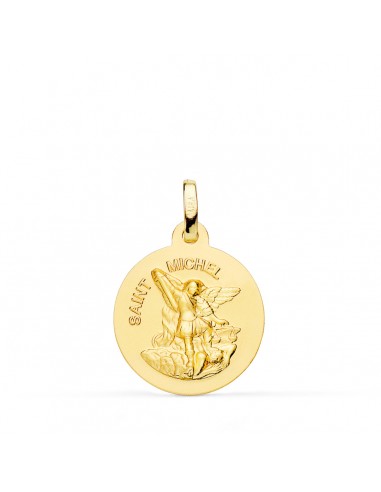 18K MEDALLA ORO AMARILLO SAINT MICHEL LISA MATIZADA 18 MM