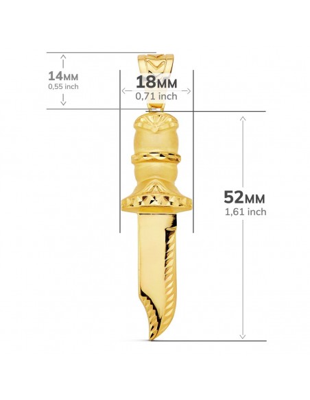 18K COLGANTE PUÑAL TALLADO 52 X 18 MM