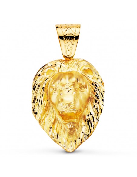 18K COLGANTE LEÓN GIGANTE TALLADO. 66 X 56 MM
