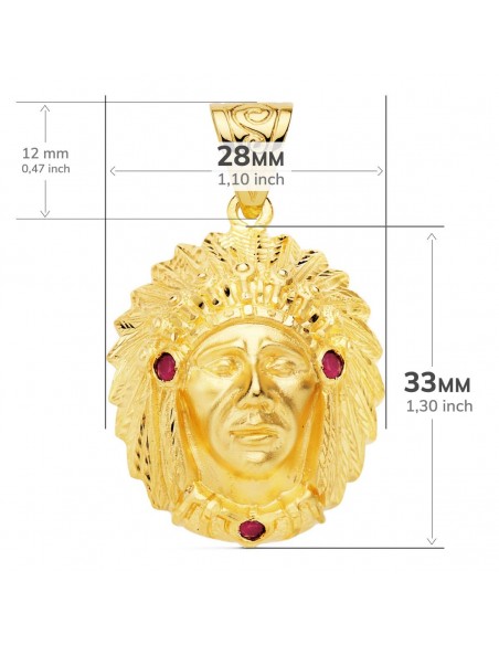 18K COLGANTE COLGANTE INDIO AMERICANO. 33 X 28 MM.