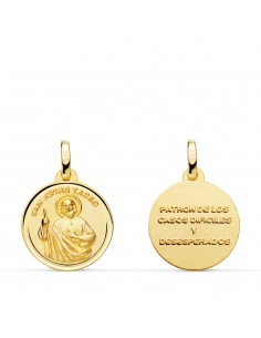 18K MEDALLA ORO AMARILLO SAN JUDAS TADEO TALLA BISEL 16 MM