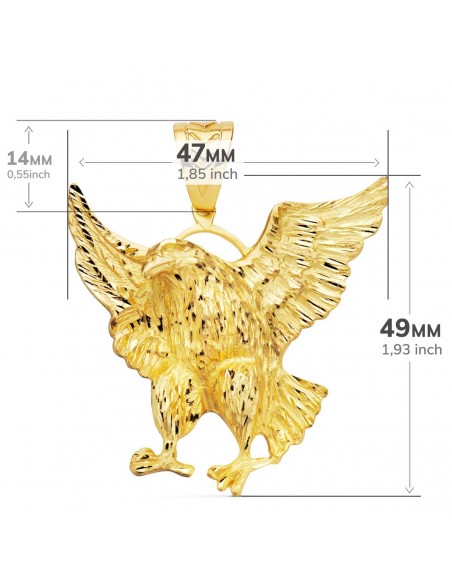18K COLGANTE AGUILA CALVA AMERICANA. 49 X 47 MM
