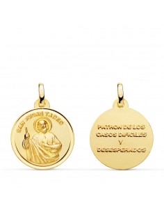 18K MEDALLA ORO AMARILLO SAN JUDAS TADEO BISEL 18 MM