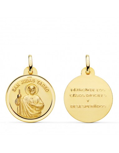 18K MEDALLA ORO AMARILLO SAN JUDAS TADEO BISEL 20 MM