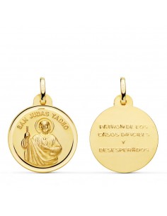 18K MEDALLA ORO AMARILLO SAN JUDAS TADEO BISEL 22 MM
