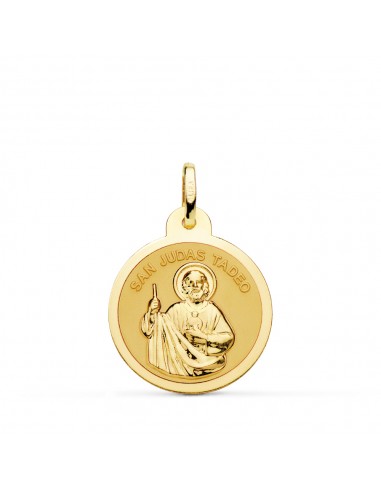 18K MEDALLA ORO AMARILLO SAN JUDAS TADEO EN BRILLO 16 MM