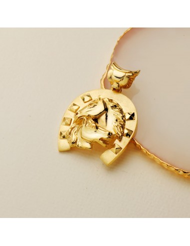 18K COLGANTE ORO AMARILLO HERRADURA CON CABALLOS 35 X 32 MM