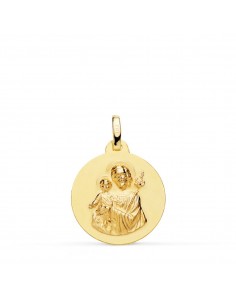 18K MEDALLA ORO AMARILLO SAN JOSE MATIZADA LISA 18 MM