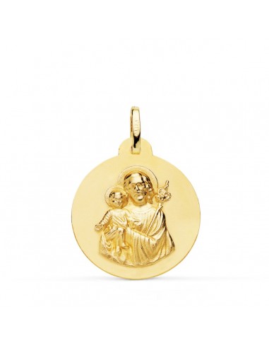 18K MEDALLA ORO AMARILLO SAN JOSE MATIZADA LISA 22 MM