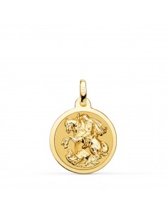 18K MEDALLA ORO AMARILLO SAN JORGE BRILLO 18 MM