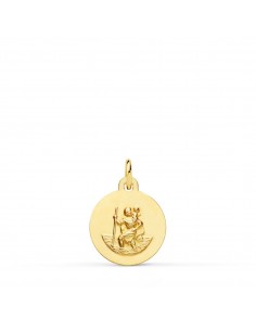18K MEDALLA ORO AMARILLO SAN CRISTOBAL LISA MATIZADA 12 MM