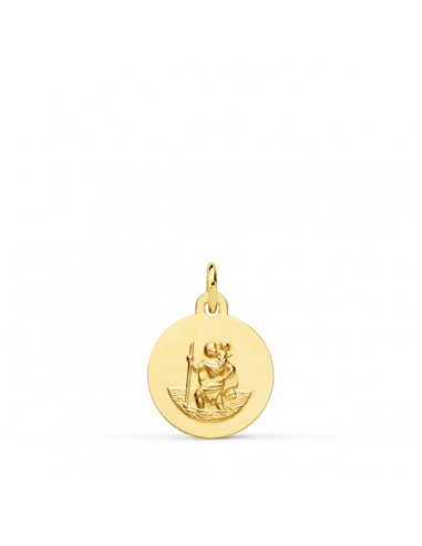 18K MEDALLA ORO AMARILLO SAN CRISTOBAL LISA MATIZADA 12 MM