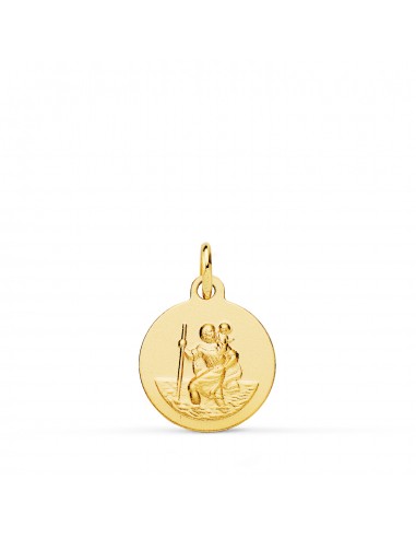 18K MEDALLA ORO AMARILLO SAN CRISTOBAL LISA MATIZADA 14 MM