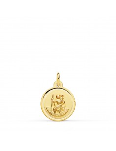 18K MEDALLA ORO AMARILLO SAN CRISTOBAL BISEL 12 MM