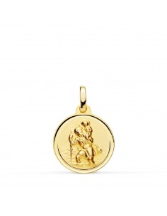 18K MEDALLA ORO AMARILLO SAN CRISTOBAL BISEL 16 MM