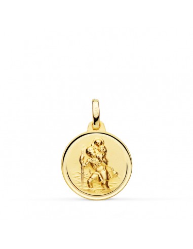18K MEDALLA ORO AMARILLO SAN CRISTOBAL BISEL 16 MM