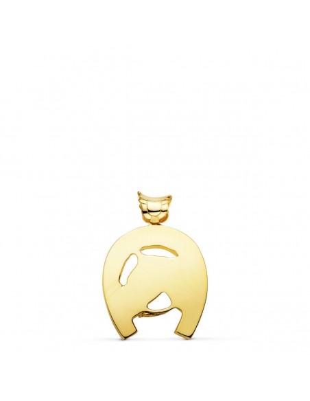 18K COLGANTE ORO AMARILLO HERRADURA CON CABALLO 29 X 27 MM