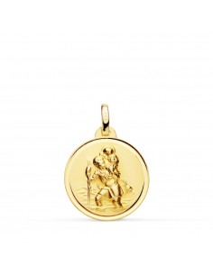 18K MEDALLA ORO AMARILLO SAN CRISTOBAL BISEL 18 MM