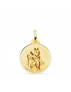 18K MEDALLA ORO AMARILLO SAN CRISTOBAL BISEL 20 MM