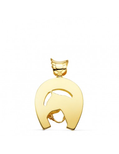 18K COLGANTE ORO AMARILLO HERRADURA CON CABALLO 36 X 32 MM