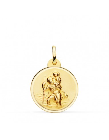18K MEDALLA ORO AMARILLO SAN CRISTOBAL BISEL 20 MM