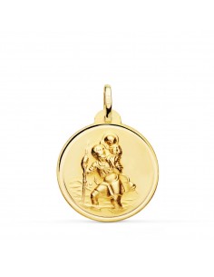 18K MEDALLA ORO AMARILLO SAN CRISTOBAL BISEL 22 MM