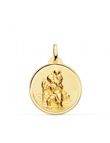 18K MEDALLA ORO AMARILLO SAN CRISTOBAL BISEL 22 MM