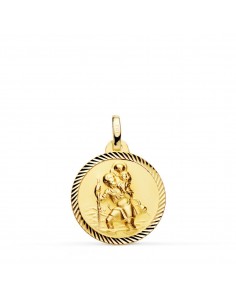 18K MEDALLA ORO AMARILLO SAN CRISTOBAL BORDE HELICE 18 MM
