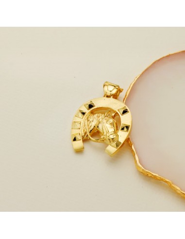 18K COLGANTE ORO AMARILLO HERRADURA CON CABALLO 29 X 27 MM