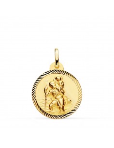 18K MEDALLA ORO AMARILLO SAN CRISTOBAL BORDE HELICE 20 MM