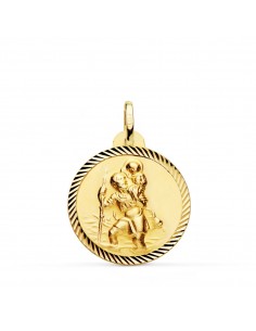 18K MEDALLA ORO AMARILLO SAN CRISTOBAL BORDE HELICE 22 MM